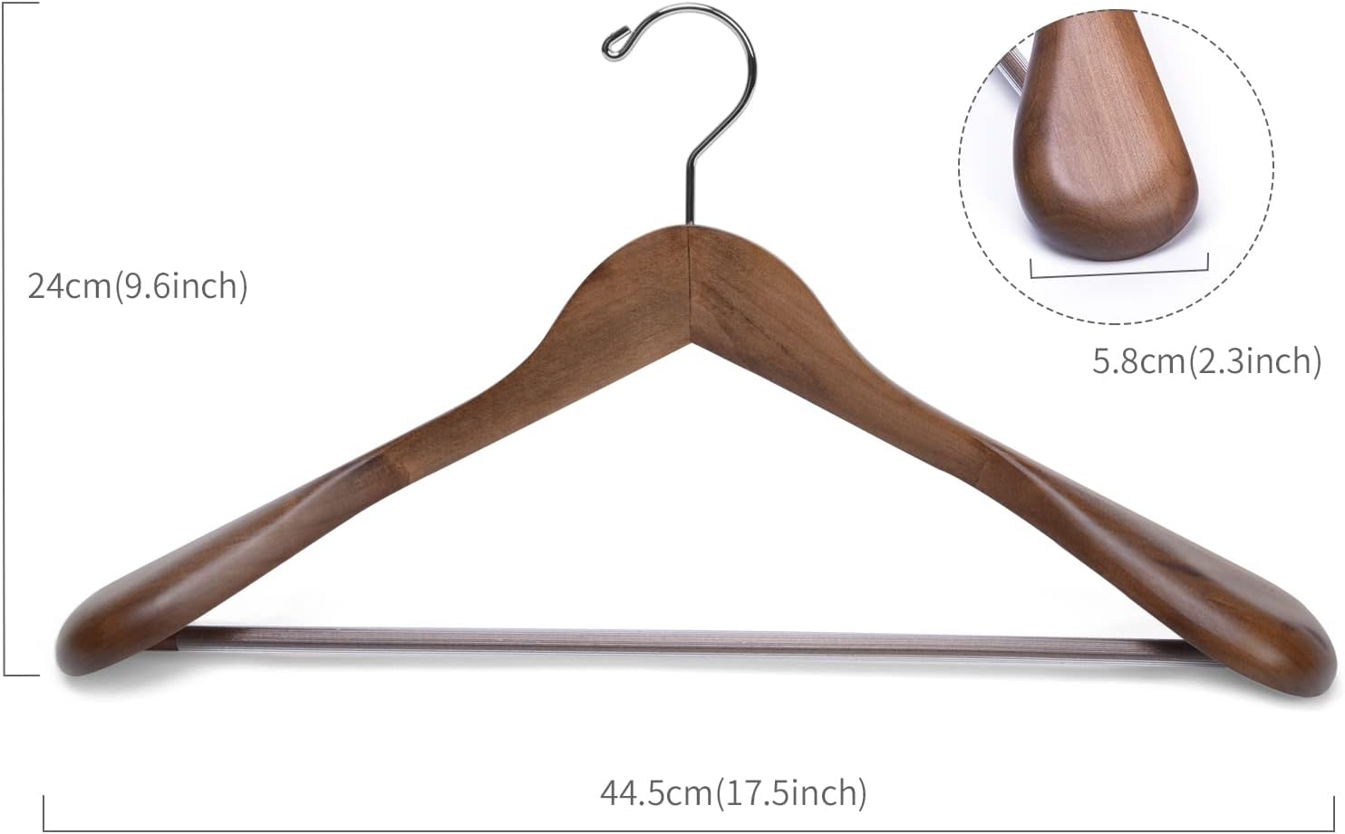Luxury Wooden Suit Hangers 6 Pack Wood Coat Hangers Jacket Outerwear Shirt Hangers,with Extra-Wide Shoulder, 360 Degree Swivel Hooks & Anti-Slip Bar with Screw(Retro Color) - Image 2