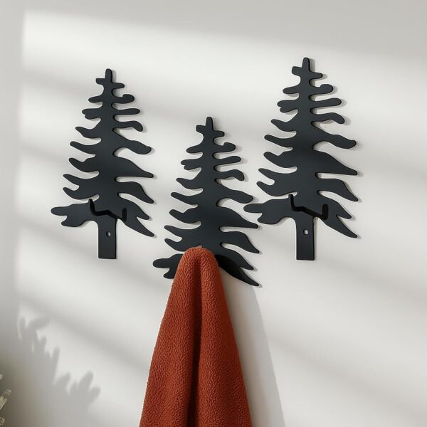 3 Pcs Black Tree Coat Hook Wall Mount Halloween Gothic Decor Decorative Heavy Duty Spooky Coated Steel Single Keyholder with Screws for Hanging Clothes Backpack Hat Hanger Storage