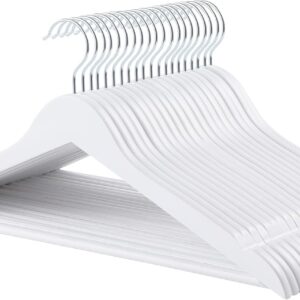 Durable Wooden Clothes Hangers, 20-Pack, White