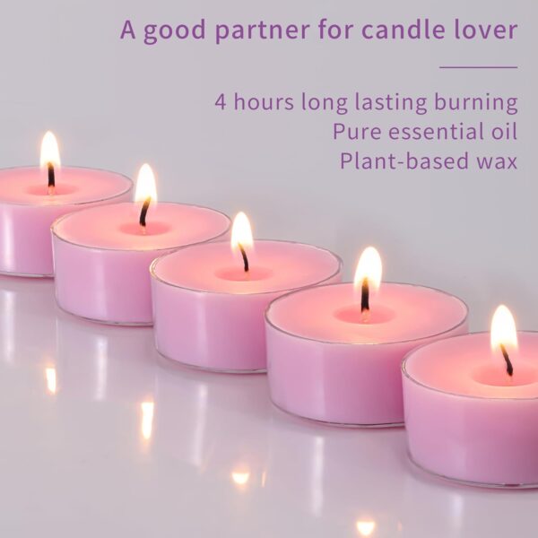 Pure Lavender Scented Tealight Candles, 36 Pack Natural Palm Tea Lights Candles for Home Scented, 4 Hour Small Votives with Natural Essential Oils for Home Aromatherapy, Baby Shower Favors - Image 2