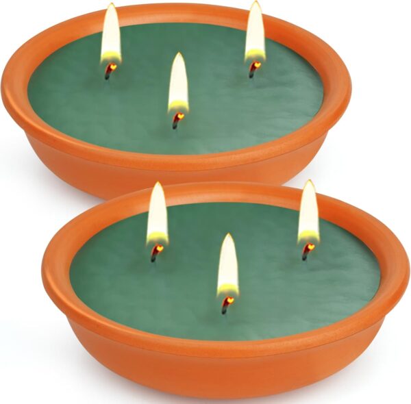 Citronella Candles Outdoor, 3-Wick Outdoor Candles in Terracotta Bowl, Citronella Candle in Pottery Container, Summer Outdoors Decorative Candle for Patio, Deck, Garden, Backyard & Camping 2 Pack