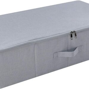 Under Bed Storage Bins with Lids for Shoes Clothing Organizer, Good for Bedroom Wardrobe, Closet, Sturdy Plastic Boards & Polyester Blend Fabric, Light Gray