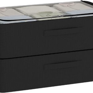 Under Bed Storage Bins Frame Storage Box Oxford Fabric Sturdy Underbed Container Foldable Stackable Large Capacity Clothes Organizer