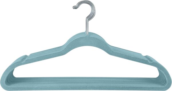 10 Super Slim Velvet Huggable Hangers in Dusty Blue