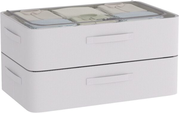 Under Bed Storage Bins Frame Storage Box Oxford Fabric Sturdy Underbed Container Foldable Stackable Large Capacity Clothes Organizer