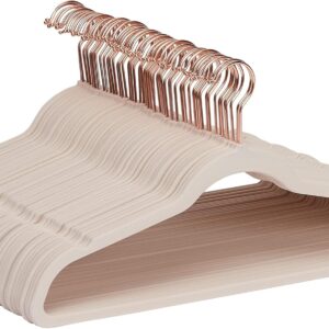 Slim Velvet, Non-Slip Suit Clothes Hangers, Pack of 50, Blush Pink/Rose Gold