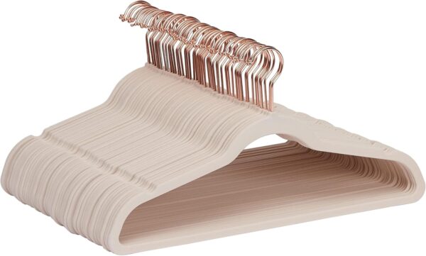Slim Velvet, Non-Slip Suit Clothes Hangers, Pack of 50, Blush Pink/Rose Gold
