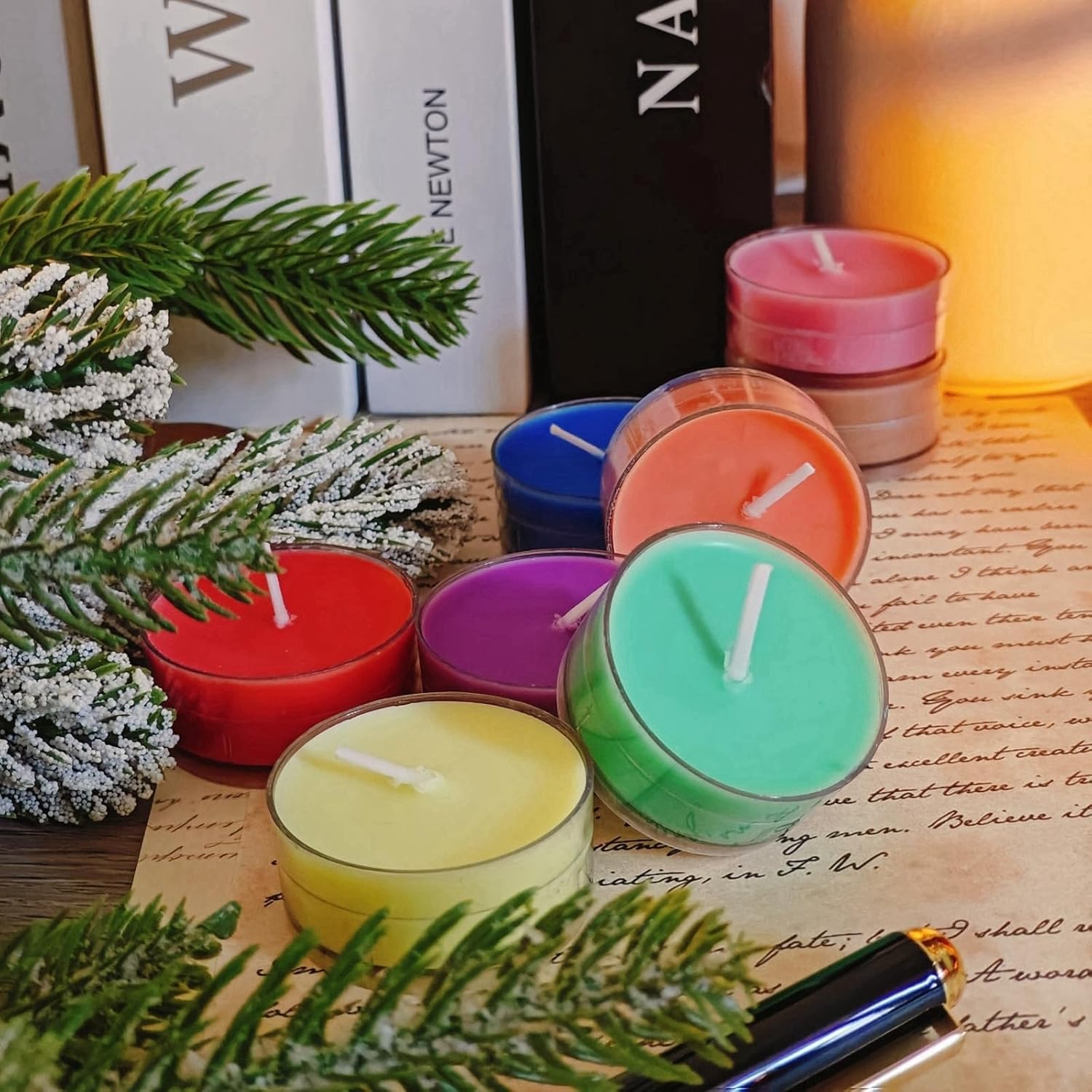 Unscented Colored Tealight Candles, Soy Wax with 4-5h Long Clean Burning, Perfect for DIY Candle Painting, Meditation, Witchcraft, Spell Chime Candles, Home Decor, and Gifts (Dark Color Series) - Image 2