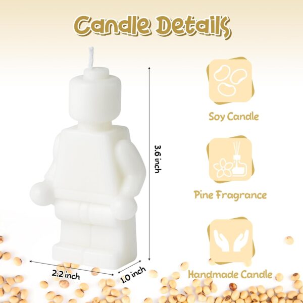 Robot Figure White Scented Candle Children's Birthday Party Gift Home Aesthetic Decor Pine Fragrance Aromatherapy Natural Soy Wax Candles Desk Art Decoration for Boy Room Bedroom Bathroom - Image 2