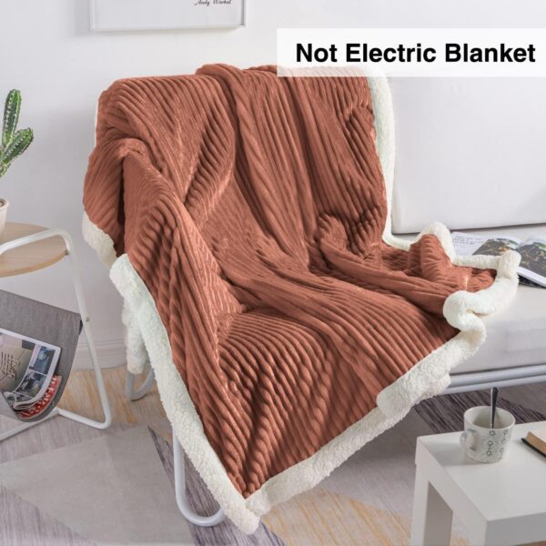 Blanket Fleece Throw – 51x63, Caramel – Soft, Plush, Fluffy, Fuzzy, Warm, Cozy, Thick – Perfect for Couch, Bed, Sofa, Chair - Reversible Throw Blanket - Image 2