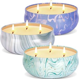 Citronella Candles Outdoor, 3 Packs 9oz Large 3-Wick Natural Soy Wax Candle for Home Patio, 150 Hours Burning Time Lemograss Summer Candle Bulk for Outside Garden Yard Balcony, Camping