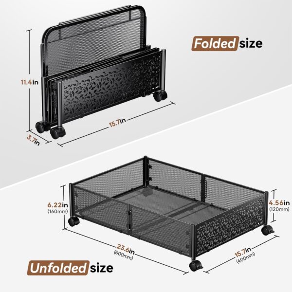 Under Bed Storage Containers with Wheels, Under Bed Shoe Storage Organizer Drawer, Tool-free Assembly Metal Storage Containers for Bedroom Clothes Shoes Blankets -2PCK - Image 2