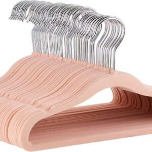 Kids Velvet, Non-Slip Clothes Hangers for Infant and Toddler, 11.6 in (for baby clothes), Pack of 50, Blush