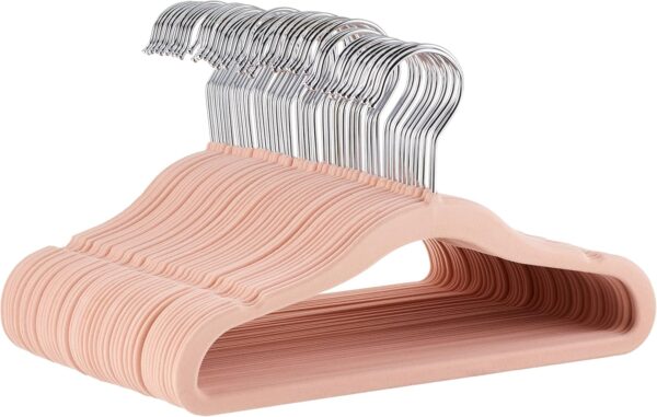 Kids Velvet, Non-Slip Clothes Hangers for Infant and Toddler, 11.6 in (for baby clothes), Pack of 50, Blush
