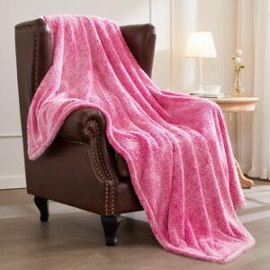 Plush Fuzzy Fleece Throw Blanket Extra Large, Super Soft, Fluffy and Warm Blankets for Couch, Bed, All Season Use (50x70 inches, Mixed Hot Pink)