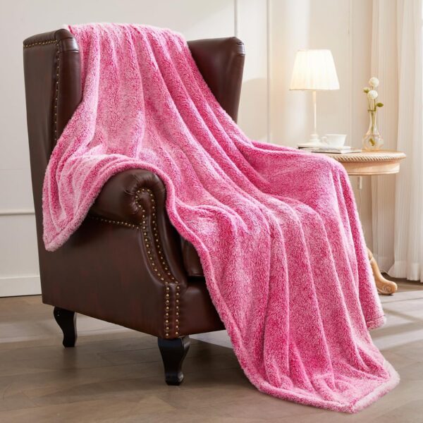 Plush Fuzzy Fleece Throw Blanket Extra Large, Super Soft, Fluffy and Warm Blankets for Couch, Bed, All Season Use (50x70 inches, Mixed Hot Pink)