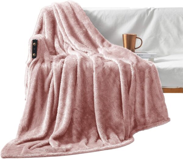 Plush Fuzzy Fleece Throw Blanket Extra Large, Super Soft, Fluffy and Warm Blankets for Couch, Bed, All Season Use (50x70 inches, Dusty Pink) - Image 2
